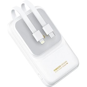 Resim Recci LED Dijital Göstergeli Magsafe Powerbank Recci RPB-W10 Polaris Seri Çift Kablolu 15W 10000MAH Beyaz 
