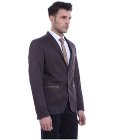 Resim 2 Düğmeli Mono Yaka Cepli Pamuk Kahverengi Ceket -wessi Kahverengi 