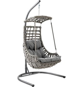 Resim Capri Swing Alaçatı Tekli Rattan Bahçe Salıncağı Balkon Salıncağı Gri 