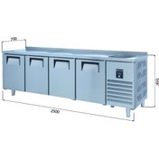 Resim Galleyz Tezgah Tip Buzdolabı - 4 Kapılı - Sağ Evye & Motor - 250x70x85 Cm 