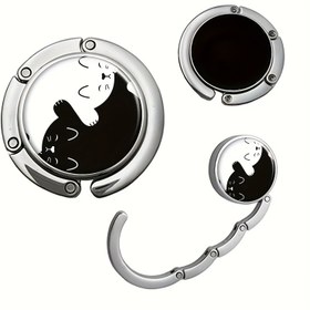 Resim 1 Adet Sevimli Cüzdan Organizatörü - Katlanabilir Para Tutucu, Çanta Askısı, Minimalist Siyah Beyaz Kedi Desenli, Kadınlar İçin Ofis, Seyahat, Ev Kullanımı - Kedi Severler İçin Mükemmel Hediye, Şık Aksesuar, Çok Amaçlı Tasarım, Ofis Çalışanları 