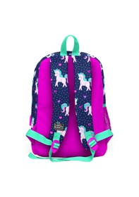 Resim Coral High Kids Lacivert Pembe Unicorn Desenli Dört Bölmeli USB Şarjlı Kulaklık Çıkışlı Okul Sırt Çantası 23270 