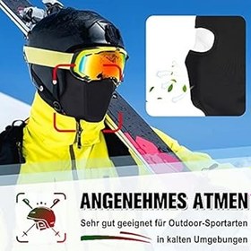 Resim HASAGEI Kar maskesi, nefes alır, yüz davlumbazı, fırtına maskesi, kış kayak maskesi, bisiklet beresi, balaclava motosiklet, erkekler ve kadınlar için, Schwarz, 48-60 