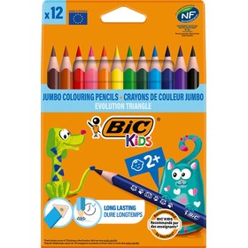 Resim BIC Kids Evolution Üçgen Jumbo Kuru Boya Kalemi 12'li Kutu 