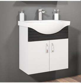 Resim Orka Duru 65 Cm Mdf Freze Siyah Banyo Dolabı Alt Modül Ve Lavabo Siyah 