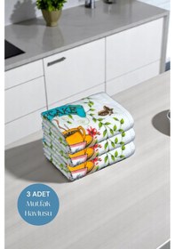 Resim 3lü Paket Baskılı Beyaz Mutfak Havlusu Modeli Make Love 