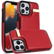Resim Cbtx iPhone Uyumlu 14 Pro Metal Toka Kart Yuvaları Telefon Kılıfı 