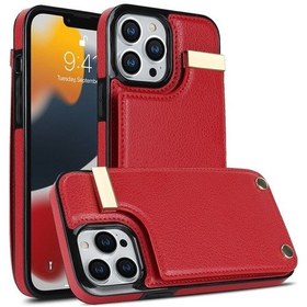 Resim Cbtx iPhone Uyumlu 14 Pro Metal Toka Kart Yuvaları Telefon Kılıfı 