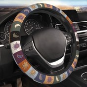 Resim 38.1 cm Yıldız ve Ay Desenli Direksiyon Kılıfı - Kaymaz Neopren Araba Aksesuarı Erkekler & Kadınlar için, Ay Fazları ve Yıldızlarla Canlı Göksel Tasarım, Geliştirilmiş Konfor ve Kontrol için Yumuşak Tutuş 