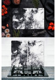 Resim Takım Halinde Sis 20X30 CM Kesme Tablası ve 60X52Cm Cam Ocak Koru 