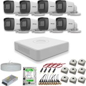 Resim Hikvision 2 MP 8 Kameralı 1 TB Disk Dış Ortam AHD HD-TVI Full Kamera Seti 