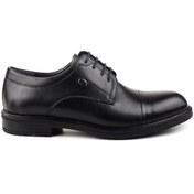 Resim Delfino 321 Erkek Hakiki Deri Bağcıklı & Kürklü Kauçuk Klasik Ayakkabı Siyah 