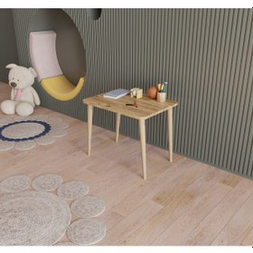 Resim Fahrettin Küçük Montessori Çocuk Masası Çalışma Masası Aktivite Masası Oyun Masası 45x60 cm Açık Çam 