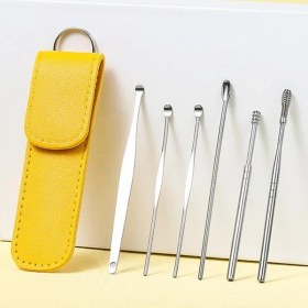 Resim Dashanshop 6lı Sarı Paslanmaz Çelik Kulak Temizleme Seti - Kulak Kiri Temizleme Çubukları 