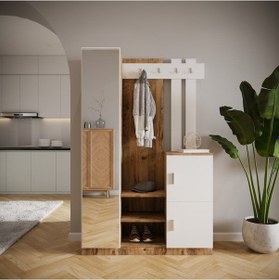 Resim Robin Home Liva Aynalı Vestiyer Portmanto Ayakkabılık Çam-beyaz 