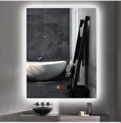 Resim 60x80 H Cm Buğu Çözücülü Dokunmatik Işıklı Ledli Banyo Aynası 
