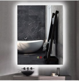 Resim 60x80 H Cm Buğu Çözücülü Dokunmatik Işıklı Ledli Banyo Aynası 