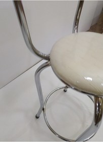 Resim Sandalye Bar Tipi Yüksek Model Krem 4 Adet Metal Çelik Nikelaj Su 