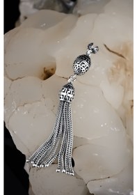 Resim Encili Silver 925 Ayar Gümüş Sallantılı Tesbih Püskülü 