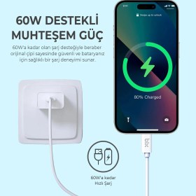 Resim Bix BX-IP02UC Type-C To Lightning Data ve Şarj Kablosu Beyaz 1 Metre 