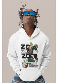 Resim Sevbano Roronoa Zoro Baskılı Unisex Oversize One Piece Anime Karakter Hoo beyaz 