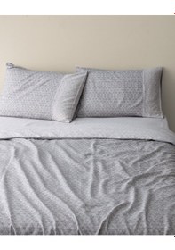 Resim Lavem King Size %100 Pamuk Madame Coco Crep Baskılı Nevresim Takımı - Gri Gri 