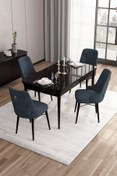 Resim Canisa Are Serisi 80x132 Mdf Açılabilir Siyah Mermer Desen Masa Takımı Ve 4 Antrasit Sandalye 