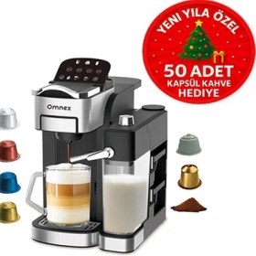 Resim Ox-Pro2 Espresso Kahve Makinesi 20 Bar Kapsül & Öğütülmüş Kahve, Süt Köpürtücü Latte Cappuccino 