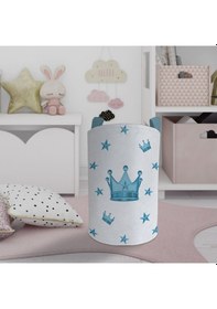 Resim Mekta Home Bebek Ve Çocuk Odası Mavi Kral Taç Desenli Oyuncak Sepeti Renkli Çok Renkli 