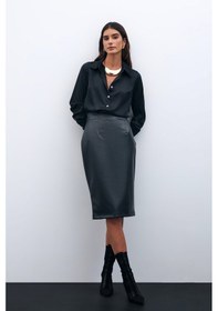 Resim Sateen Deri Kalem Etek - Siyah-135595 Siyah 