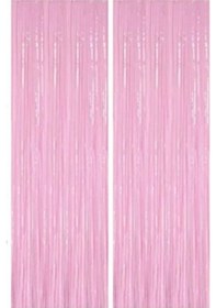 Resim Metalize Doğum Günü, Parti Arka Fon Perde Pembe Püsküllü 90x200 Tüm Yaşlar 