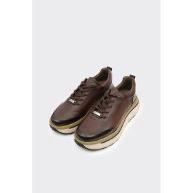 Resim Derinet Hakiki Deri Yüksek Taban Erkek Sneaker 