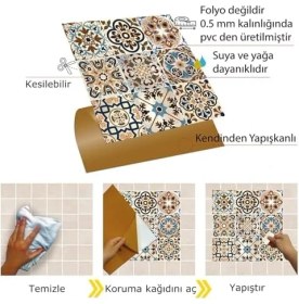 Resim Kendinden Yapışkanlı Karma Fas 019 Desenli Pvc Karo 30X30 cm 11 Adet / 1 M² 