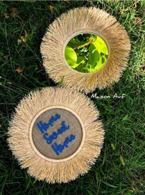 Resim Rafya Ayna & Home Sweet Home Duvar Süsü 2'li Set M067 