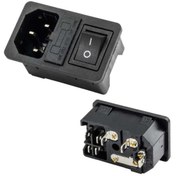Resim Powermaster IC-214A-S C14 Power Soket Erkek Anahtarlı+Fuseli Kulaksız UL Sertifikalı 