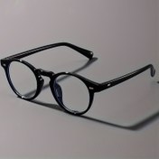 Resim Vintage Yuvarlak Blokaj Gözlüğü, Unisex Moda Basit Stil, PC Çerçeve ve AC Lens, Göz Yorgunluğu Rahatlaması için Tam Çerçeveli Gözlük, Bilgisayar Kullanımı, Kampüs Görünümü 