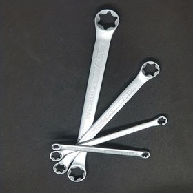Resim Çift Başlı Altı Çiçekli Erik Çiçeği Anahtarı E-Tipi Altıgen Erik Şekilli Anahtar İç 6-Çiçekli Anahtar Aracı E6-E24mm Crv Malzeme Motosiklet Araçları 