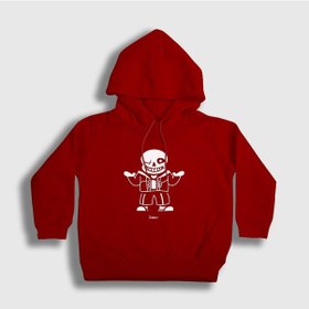 Resim Presmono Unisex Çocuk Sans Undertale Kapüşonlu Sweatshirt Kırmızı 