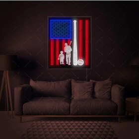 Resim HONEY CONCEPT Baba Oğul Beyzbol Sanatı Neon Led 