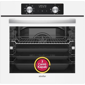 Resim Simfer 8212 Air Fry Plus Ankastre Fırın 10 Fonksiyon Dijital Saat, Grill, Teleskobik Ray, Beyaz 