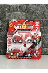 Resim İmamoğlu İtfaiye Seti 4lü Mini Plastik Oyuncak Araba 