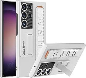 Resim Furwabo Samsung Galaxy S24 Ultra için kılıf, elastik bilek kayışlı ve ayarlanabilir ayaklı, ultra ince kaymaz bileklik standı, darbeye dayanıklı, tam kılıf, Samsung S24 Ultra için (gümüş) 