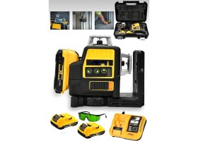 Resim SCHUTZENGER 88VF Çift Akülü 12 Köşe 360° Otomatik Hizalamalı Lazer Metre Hizalama Yeşil Çizgili Lazer Hizalama 