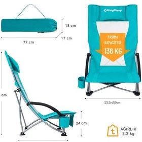 Resim Kingcamp Lilac High Comfort Plaj Ve Dinlenme Sandalyesi Cyan Mavi 