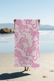 Resim Dijital Baskı Plaj Deniz Havlusu Leopar Desenli Peştamal HVL0135 