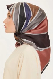Resim Armine Geometrik Desenli Twill Saf İpek Eşarp 9232d 85 Çok Renkli 
