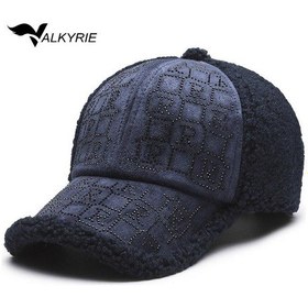 Resim Valkyrie Peluş Şapka Kadın Lacivert Renk Taş Detaylı Kışlık Şapka Ayarlanabilir Lacivert Lacivert 