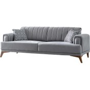 Resim Storish Bolero Üçlü Koltuk Baskılı Gri 