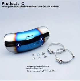 Resim Elmpaly Motorsiklet Egzoz Boru Izolasyon Kılıfı Koruma Kapağı Gümüş 