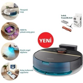 Resim Philips Günlük Zahmetsiz Islak ve Kuru Derinlemesine Temizlik 7000 Islak Kuru Robot Süpürge, 5000 Pa,titreşimli Mop,sert Zemin ve Halıya Uygun Wi-Fi Ile Telefon ile Kontrol+Temizlik Seti 